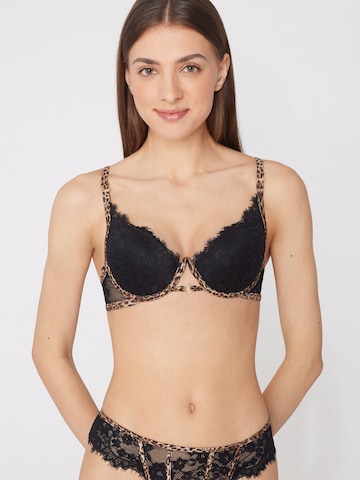 Tezenis Push-up Bra 'Jungle Glow' in Black: front