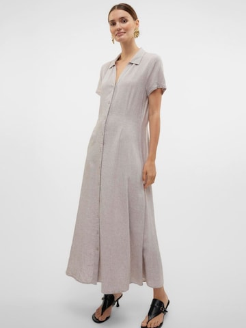 VERO MODA Jurk 'VERO MODA - VMLINN SS 7/8 VOLUME DRESS WVN - Dames - Maxi jurken' in Grijs: voorkant