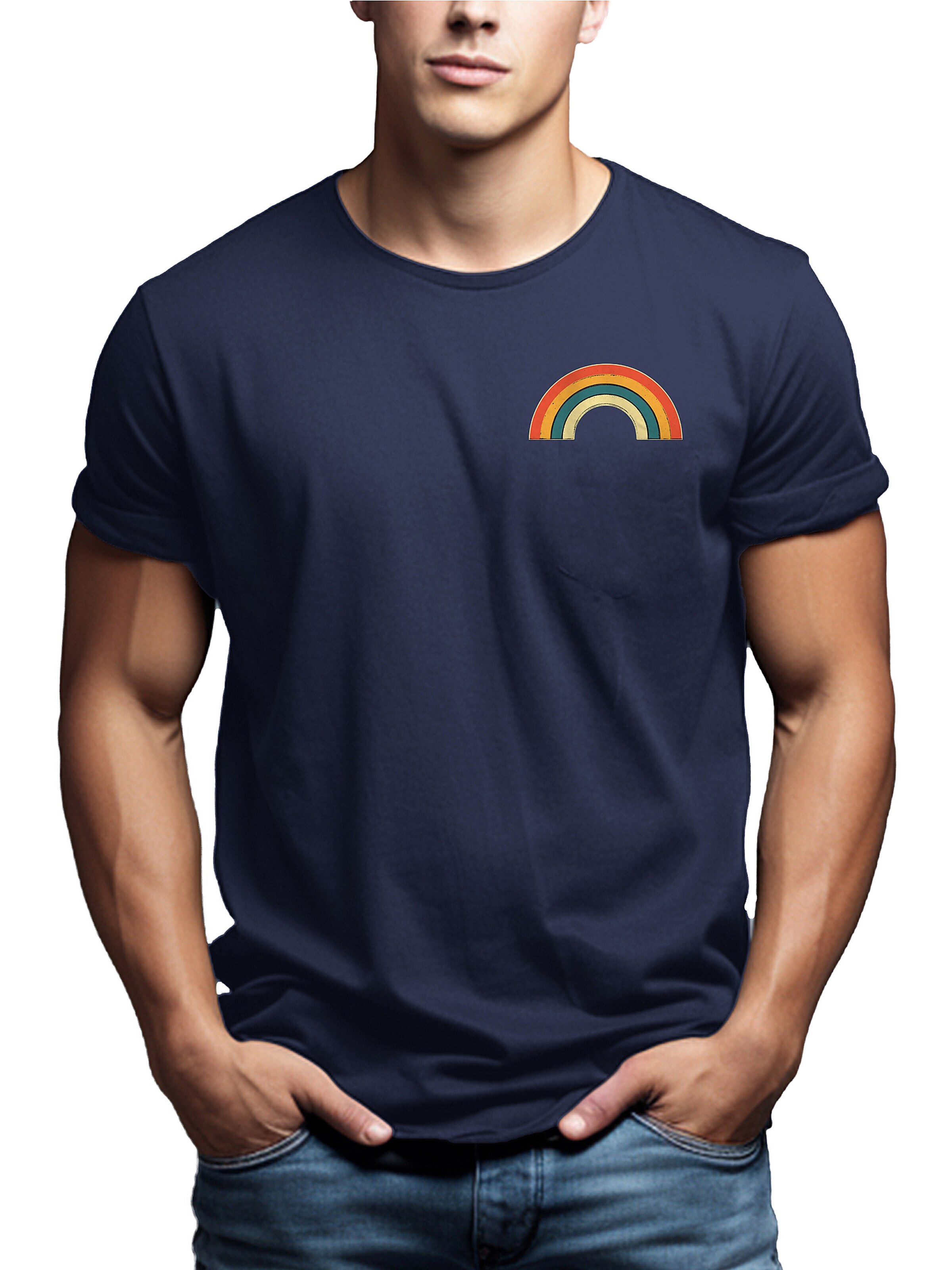 MAKAYA Shirt 'Rainbow' in Blue: front