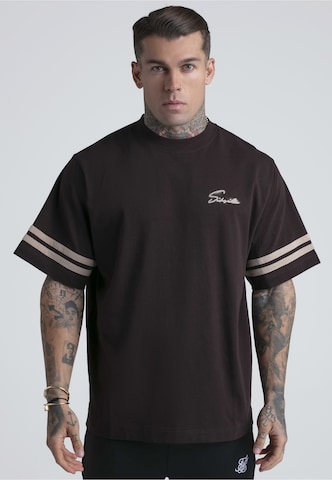 SikSilk - Camiseta 'Script' en marrón: frente