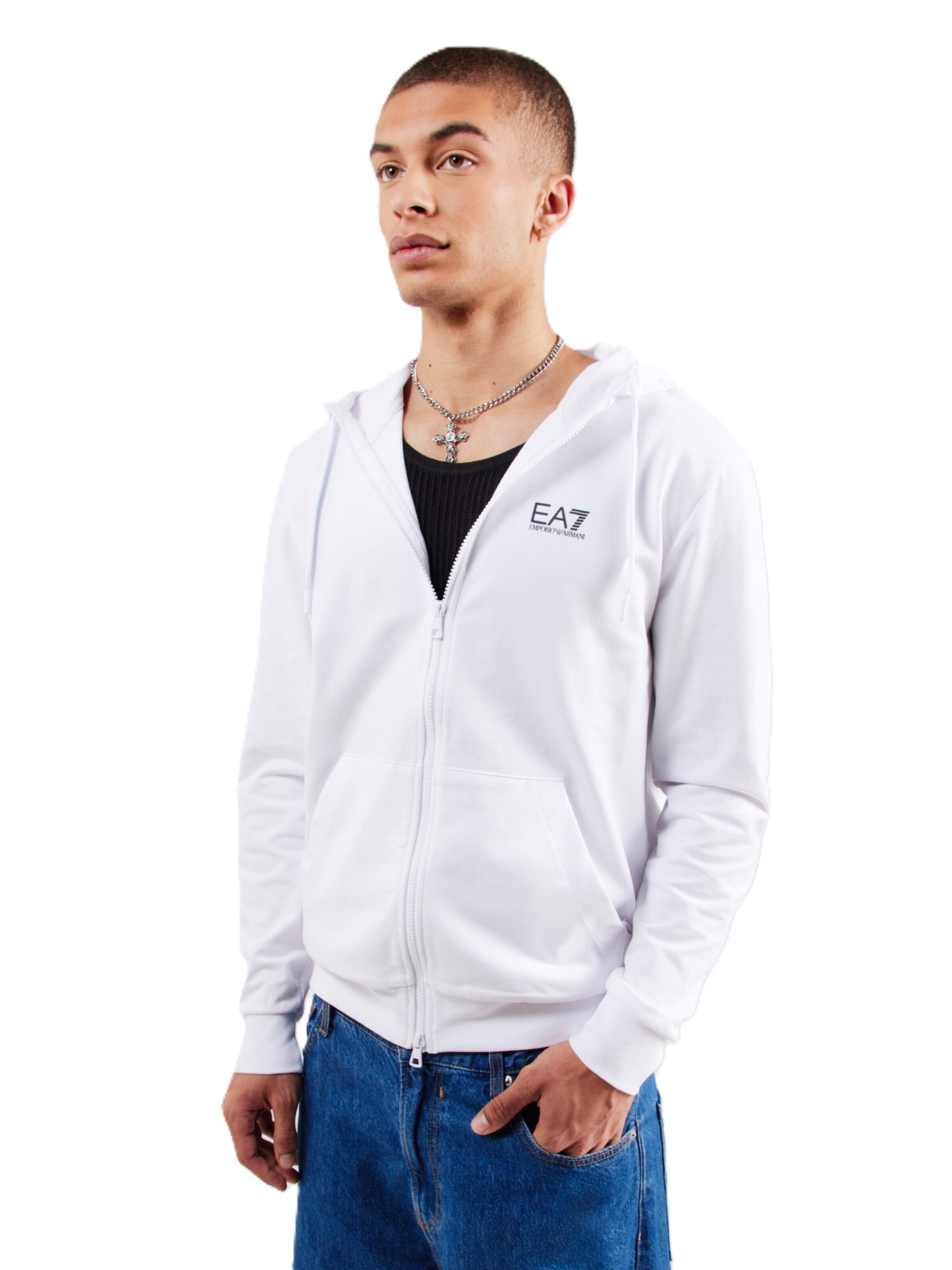 EA7 Emporio Armani Sweat jacket in White: front
