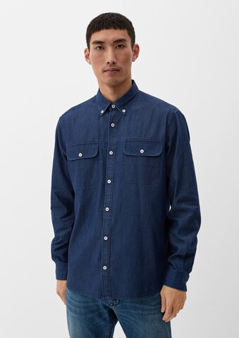 s.Oliver Regular fit Button Up Shirt in Blue: front