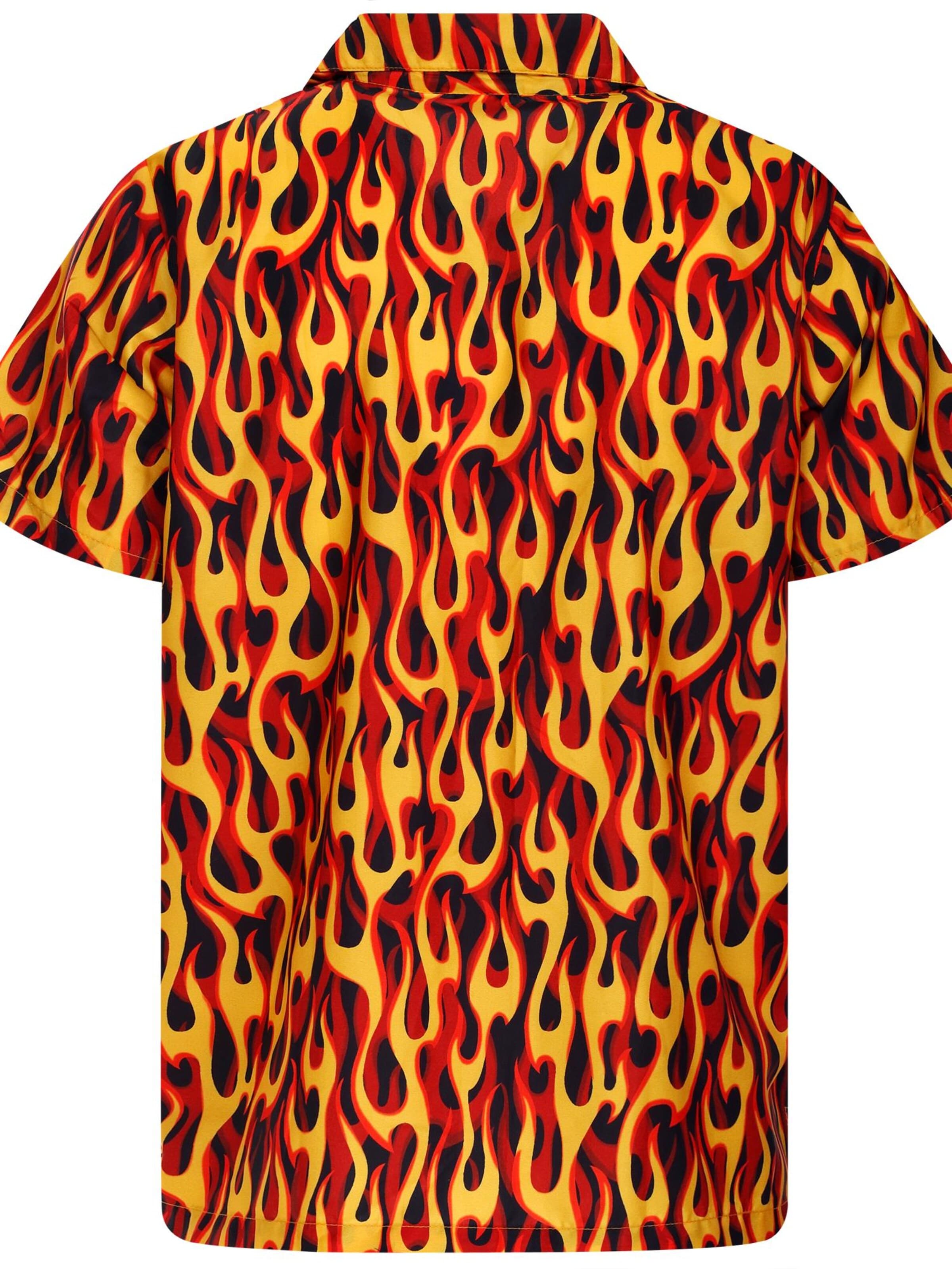 Maglietta 'Flames Allover' di King Kameha in giallo