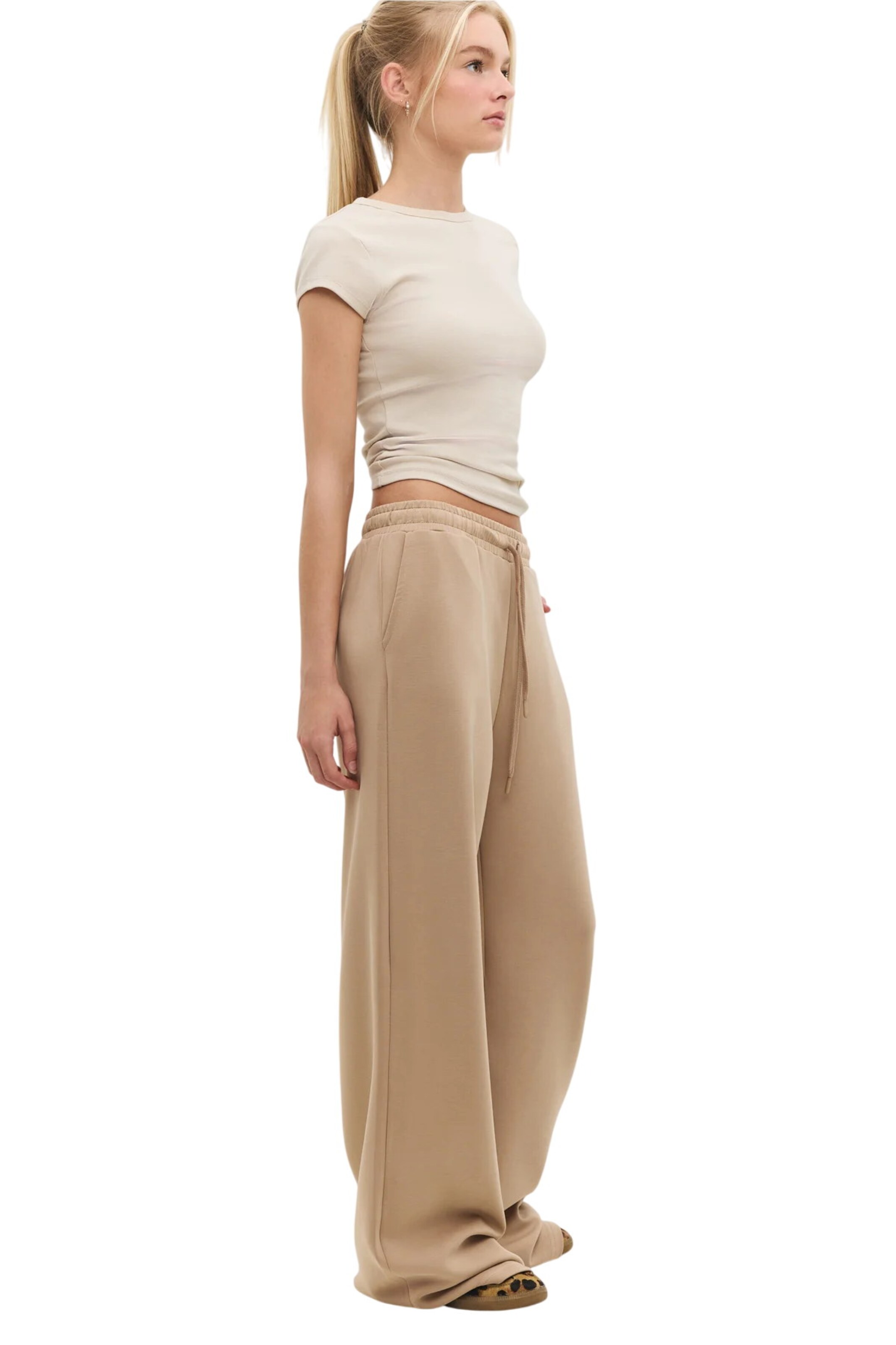 No Matter What Wide Leg Hose in Beige
