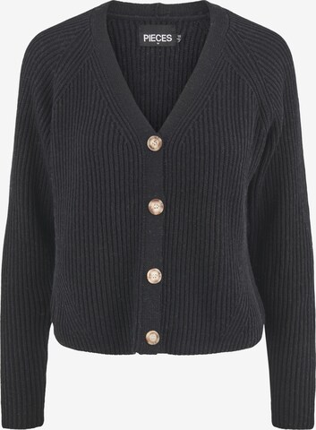 PIECES Knit Cardigan in Black: front