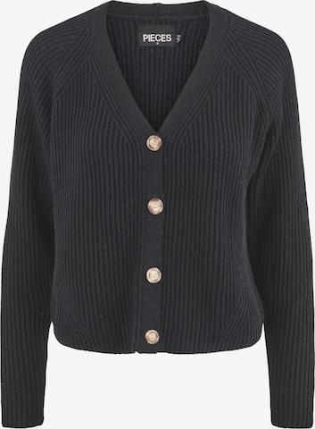 PIECES Knit Cardigan in Black: front