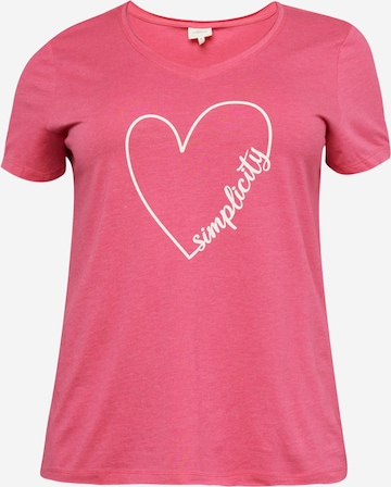 ONLY Carmakoma Shirt 'QUOTE' in Pink: front