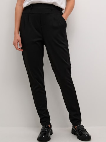 Kaffe Tapered Pleat-Front Pants 'Jenny' in Black: front