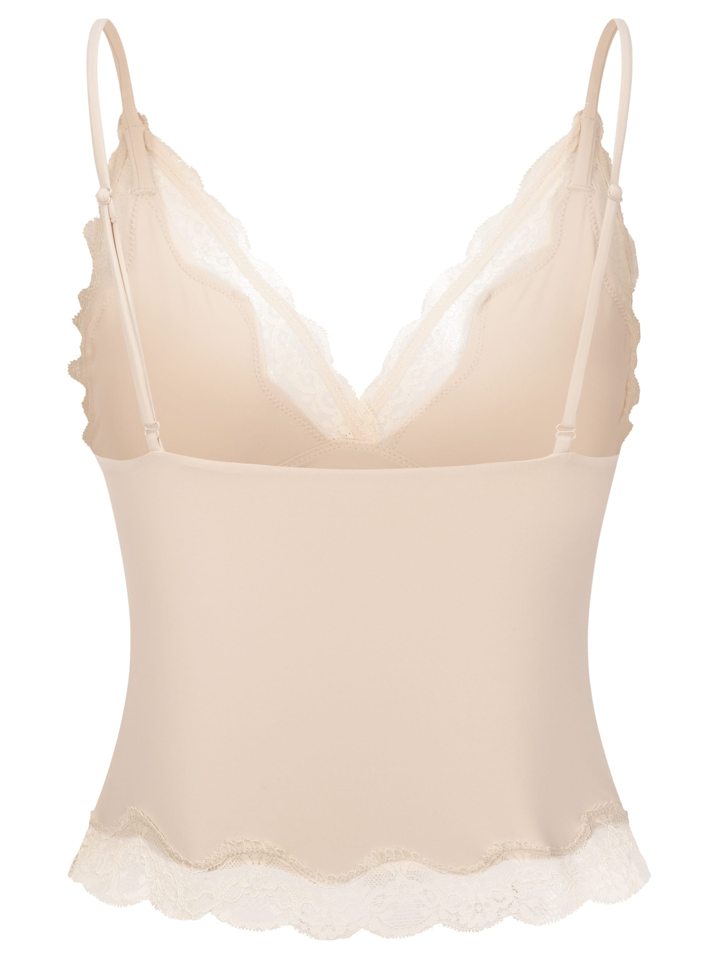 cfab (formerly creamy fabrics) - Top 'Deep Neck Lace Top' en beige