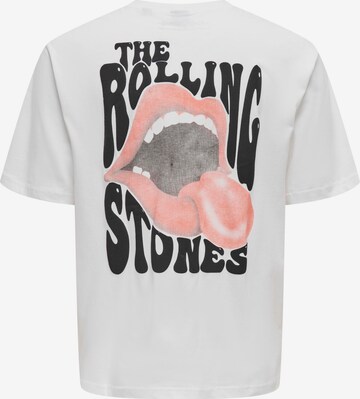 Only & Sons Тениска 'ROLLING STONES' в бяло