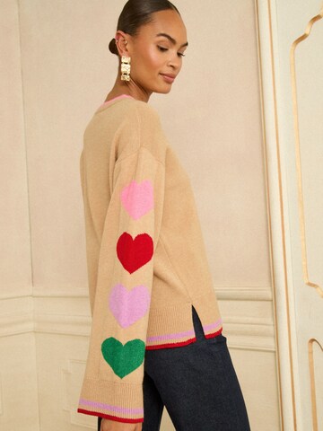 love & roses Sweter w kolorze beżowy