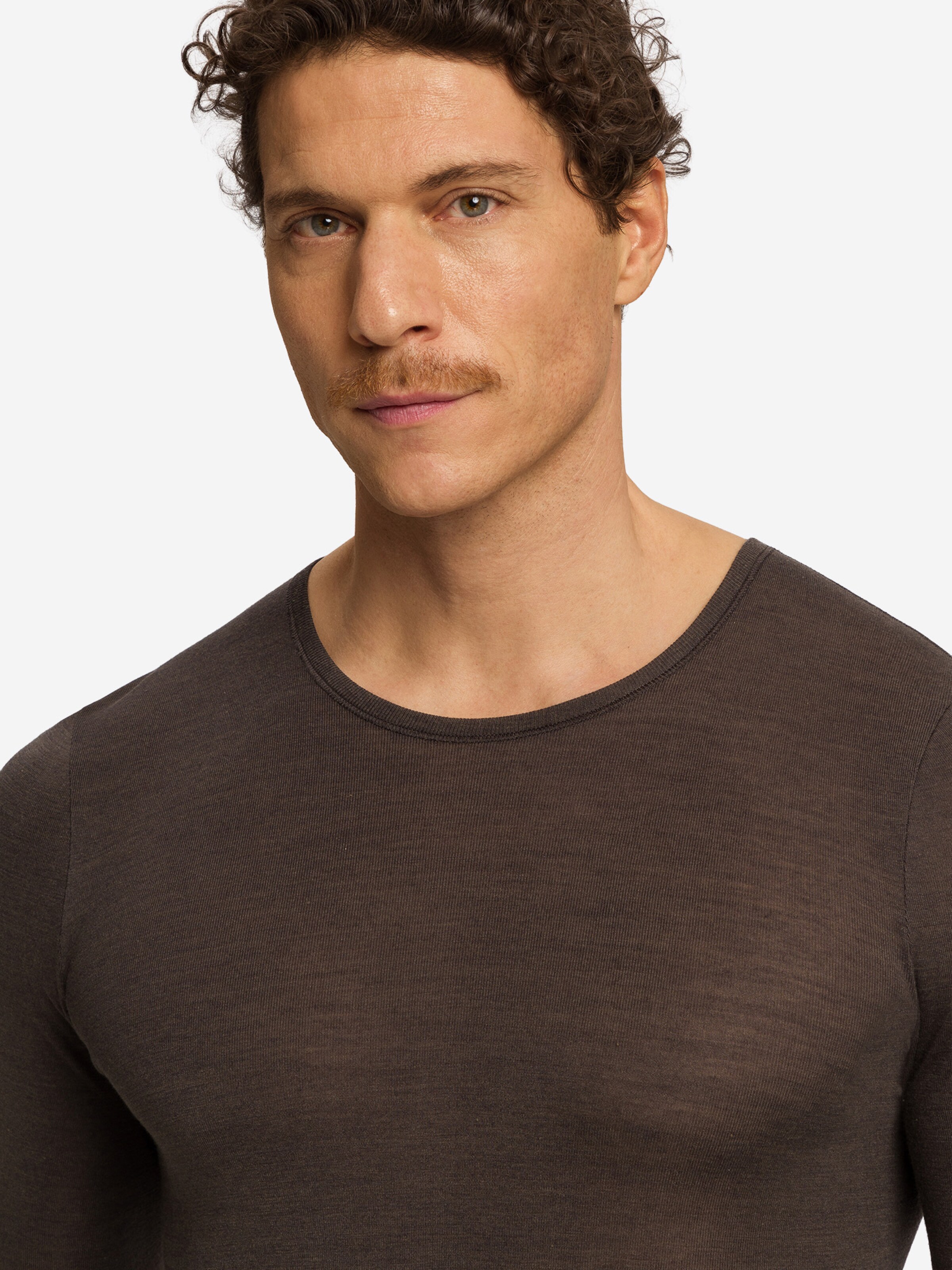 Hanro - Camisa ' Woolen Silk ' em castanho