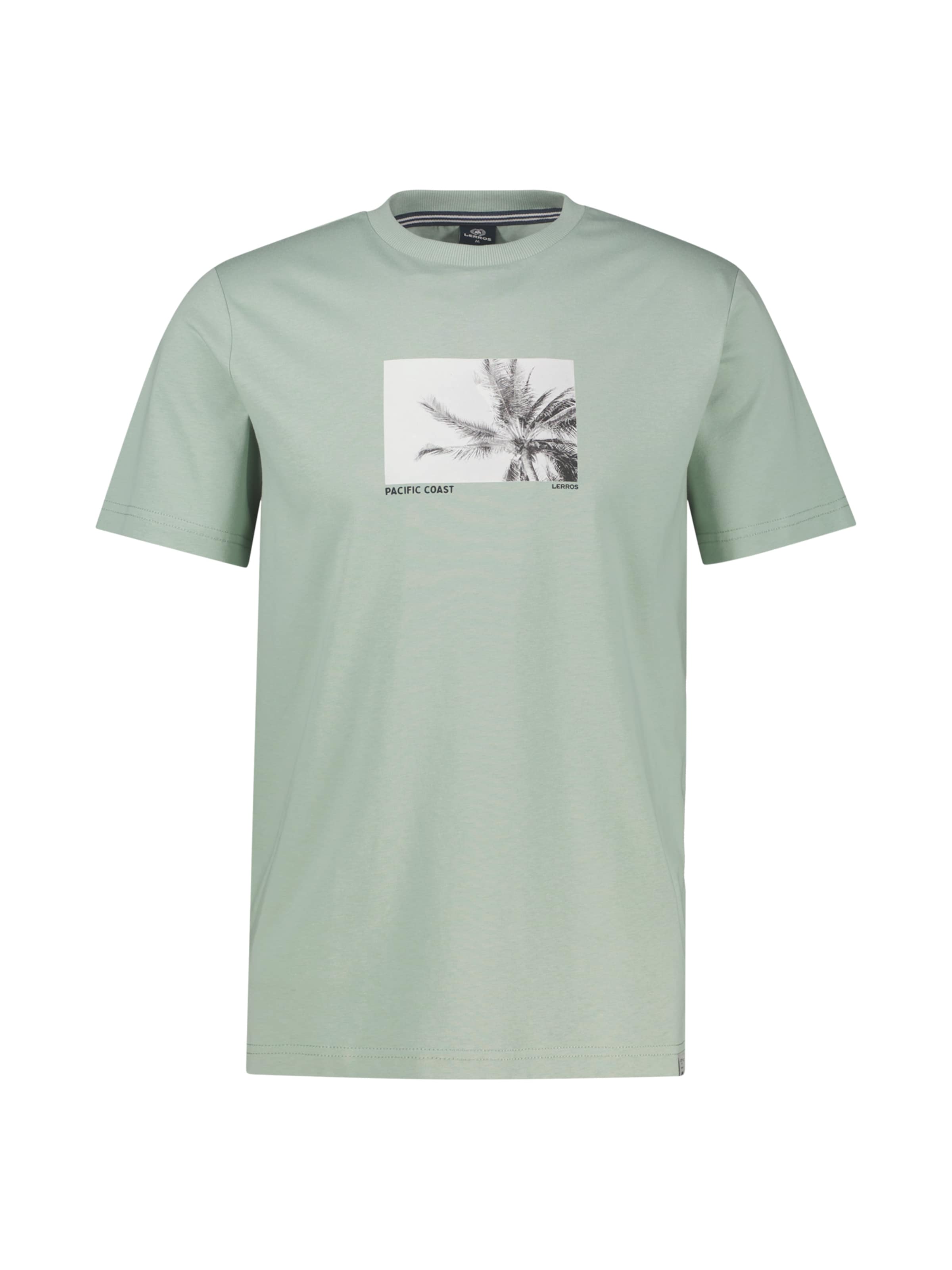 LERROS Baumwoll T-Shirt mit Motiv-Print und bequemem Rundkragen in Grün: Vorderseite