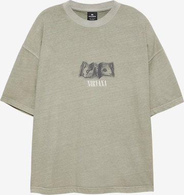 Pull&Bear Paita 'NIRVANA ONE DOLLAR' värissä vihreä: etupuoli