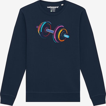 Sweat-shirt ' 80s Hantel ' Watapparel en bleu : devant