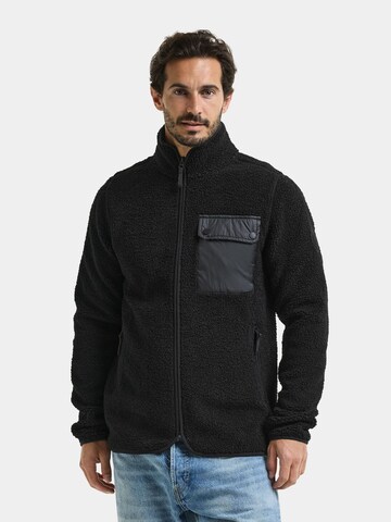 Didriksons Fleece jas 'Peter' in Zwart: voorkant