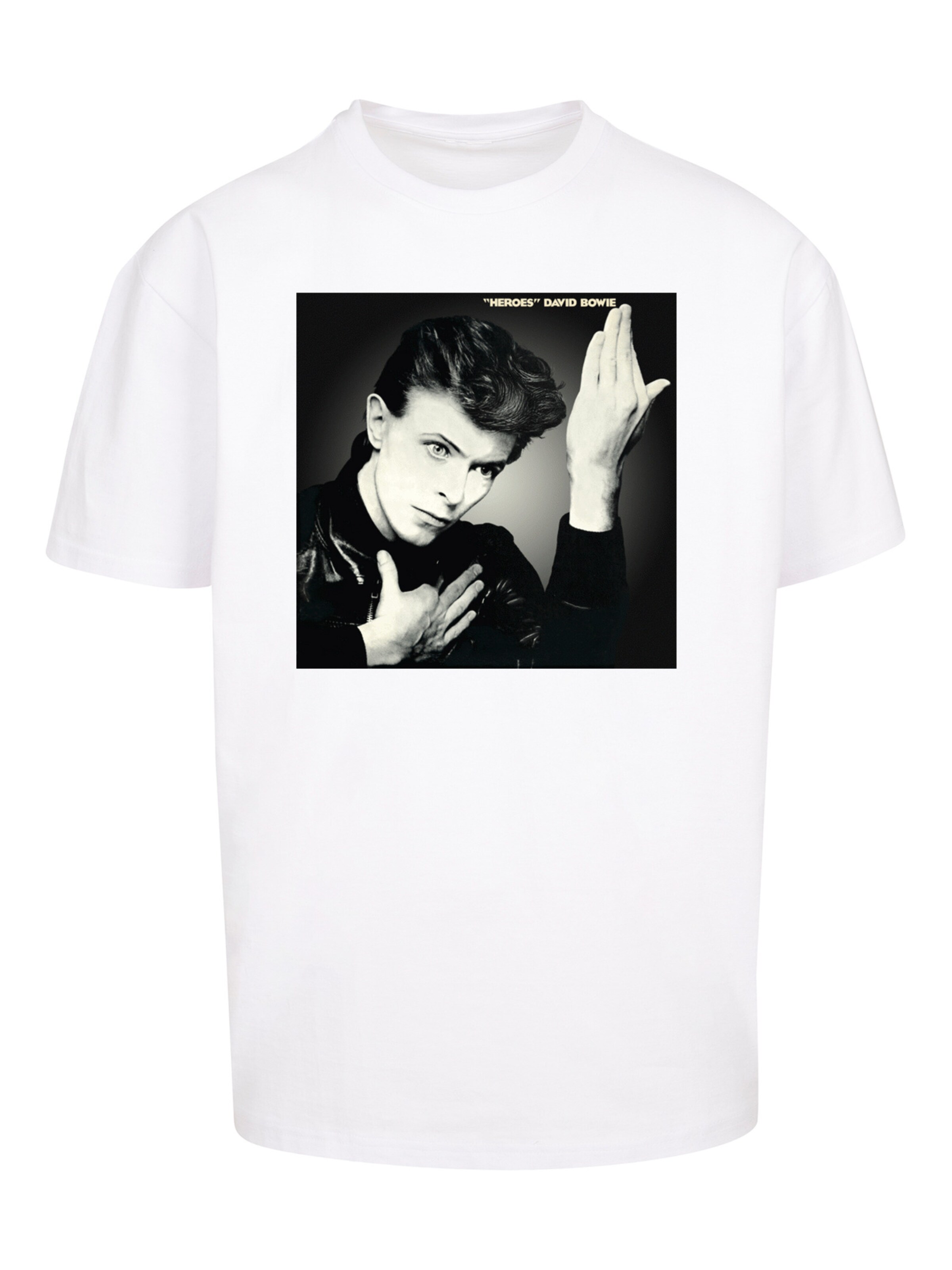 F4NT4STIC Shirt 'David Bowie Rock Music Band Heroes Album Cover' in Weiß: Vorderseite
