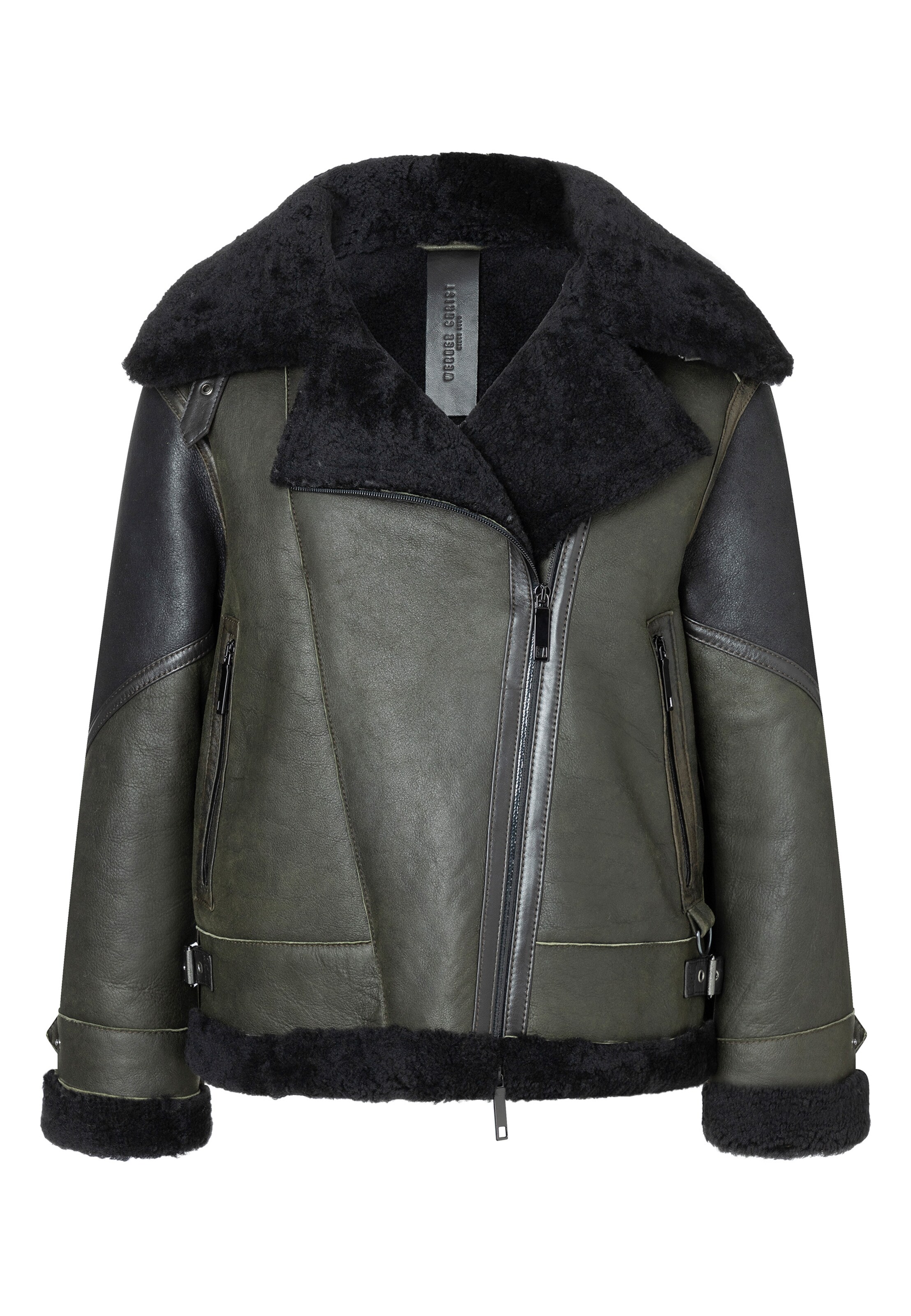 Werner Christ Lammfelljacke 'Paris K' in Grün: Vorderseite