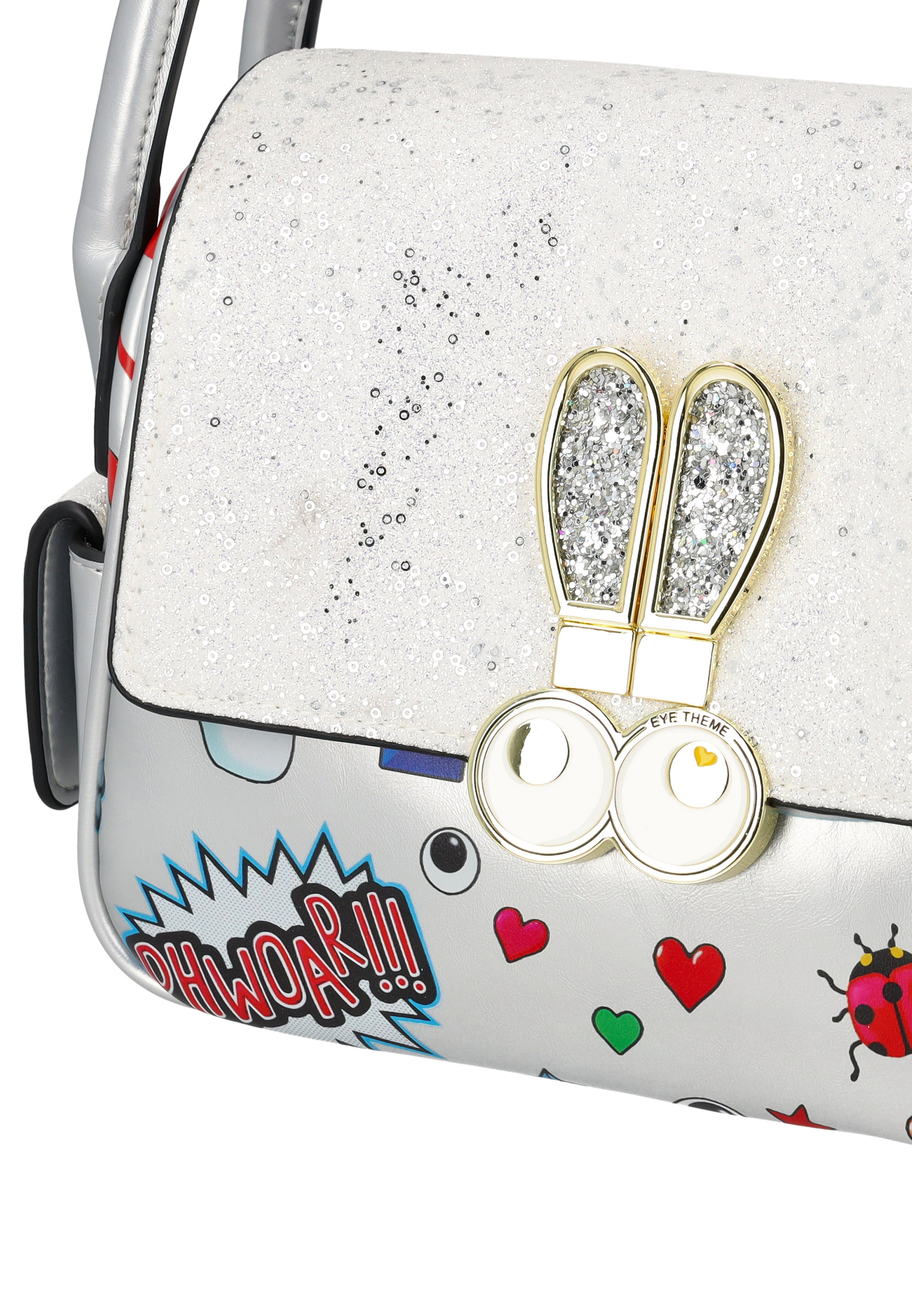 MYMO Schultertasche 'Pop Eyetheme' in Silber