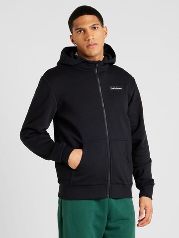 PEAK PERFORMANCE Athletic Zip-Up Hoodie in Black: front