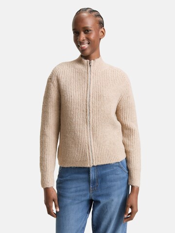 TOM TAILOR DENIM Knit Cardigan in Beige: front