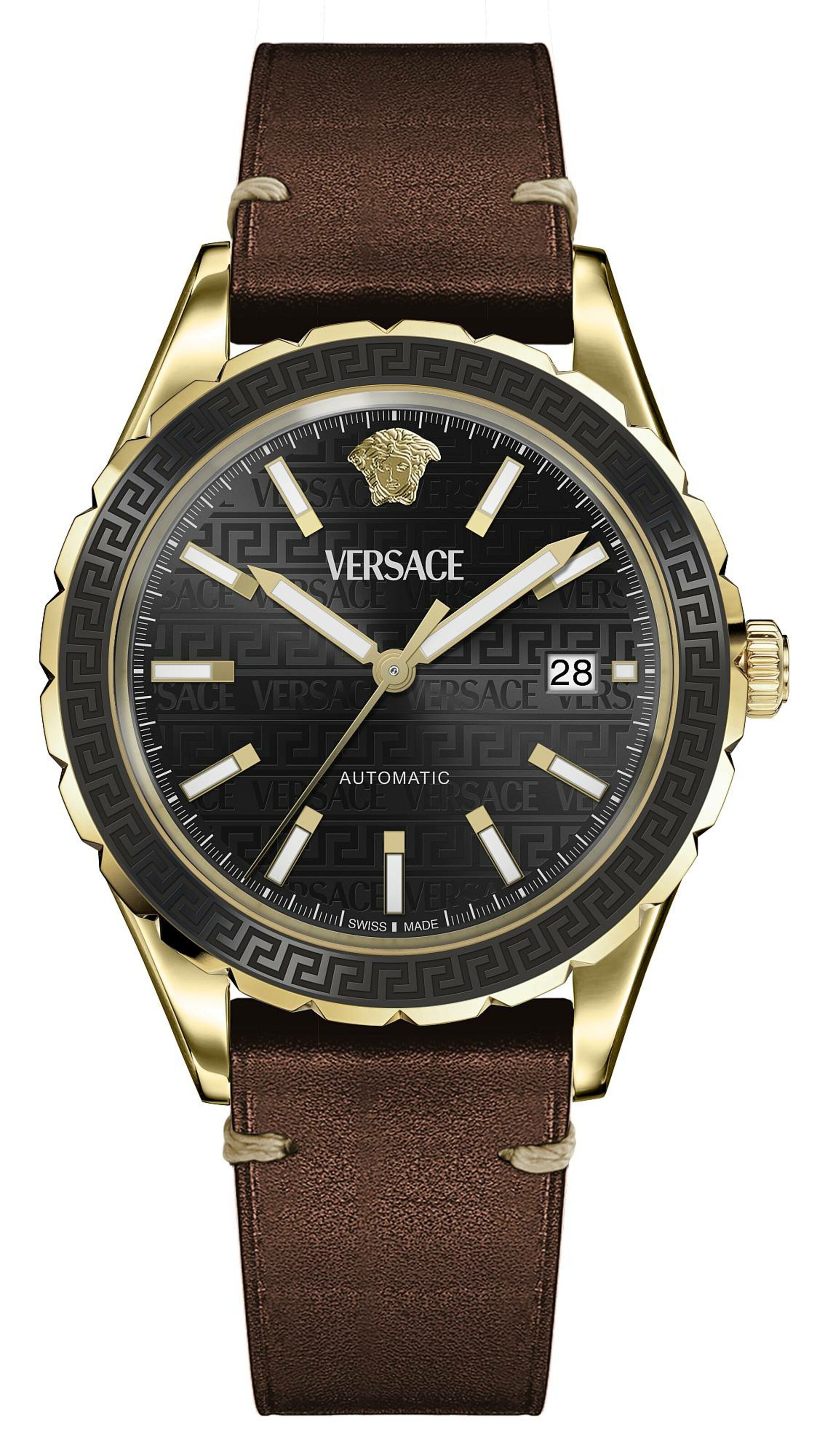 VERSACE Analoog horloge 'Hellenyium' in Bruin: voorkant