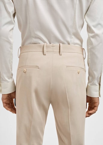 MANGO MAN Regular Pleated Pants 'Paris' in Beige