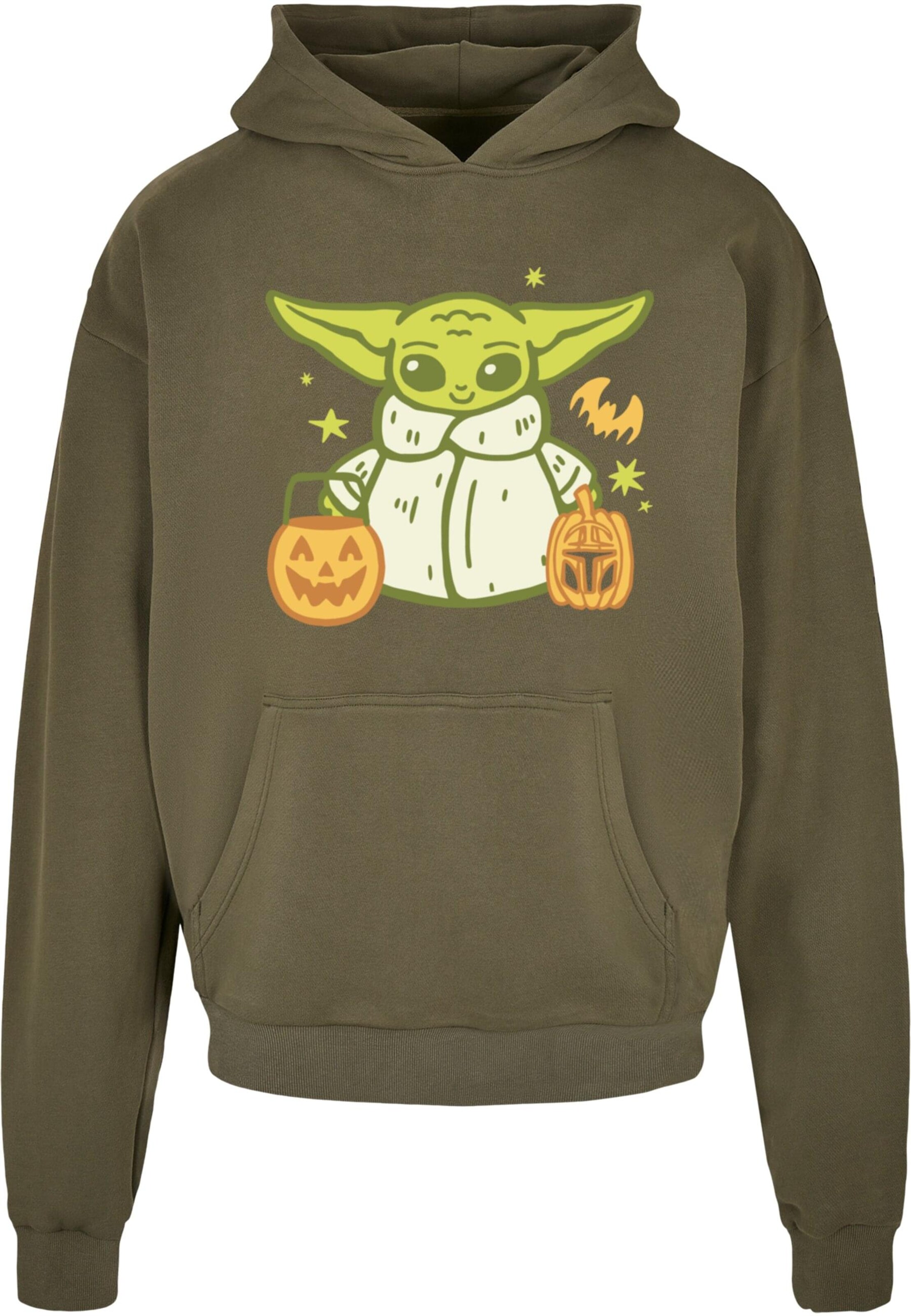 ABSOLUTE CULT Sweatshirt 'Star Wars - Grogu Halloween Trick Or Treat' in Groen: voorkant
