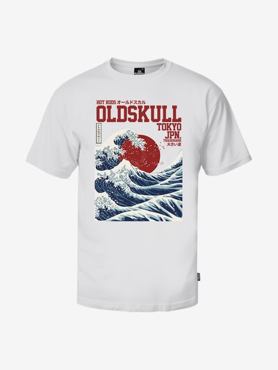Oldskull Shirt 'Asian Big W' in Gentian / Carmine red / White / Off white, Item view