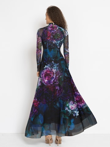 JIORO Jurk 'PEONIES' in Zwart