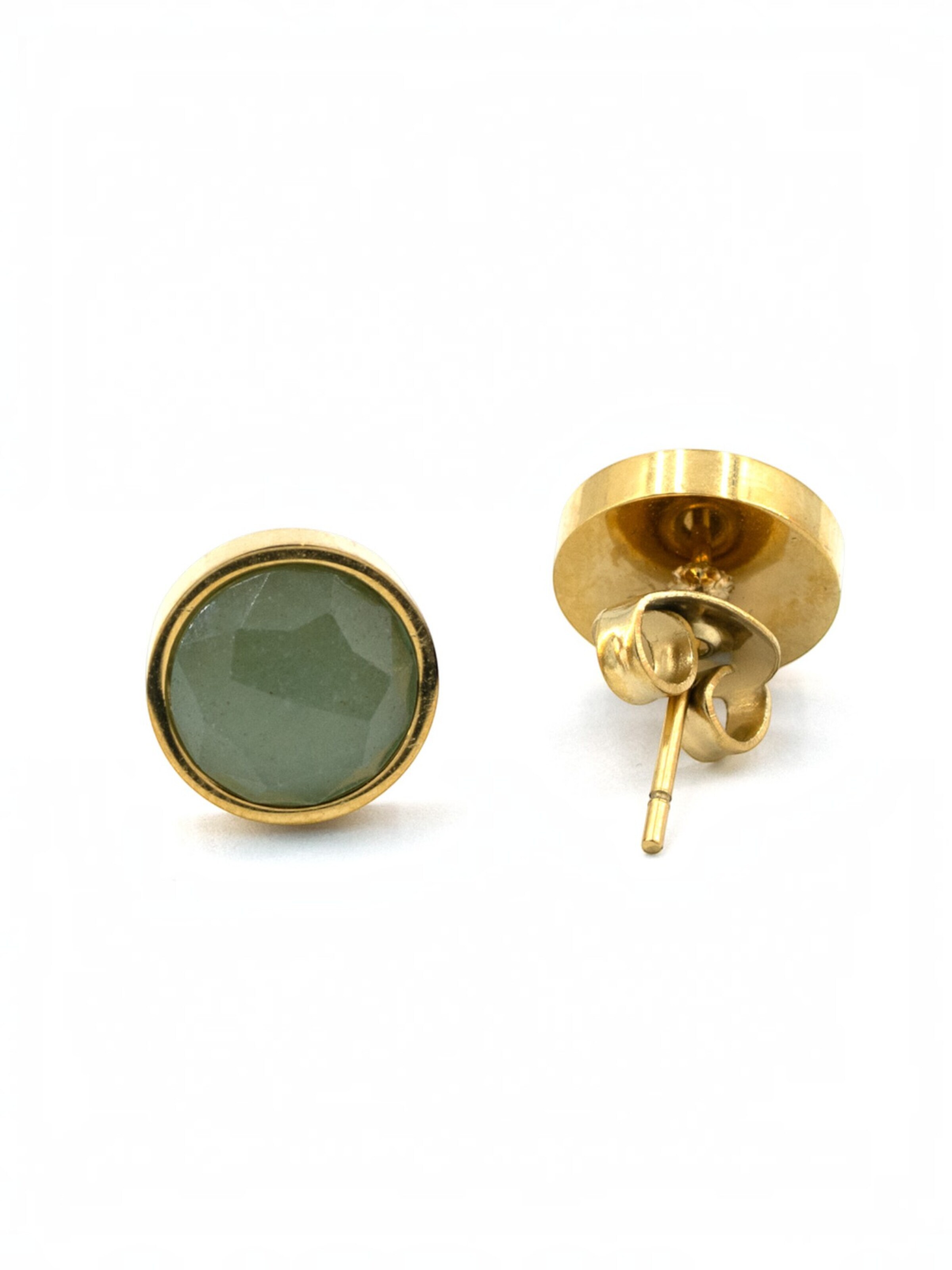 Sergio Engel Earrings 'Beach Ohrring 04 wasserfester vergoldeter Ohrstecker mit Naturstein' in Green: front