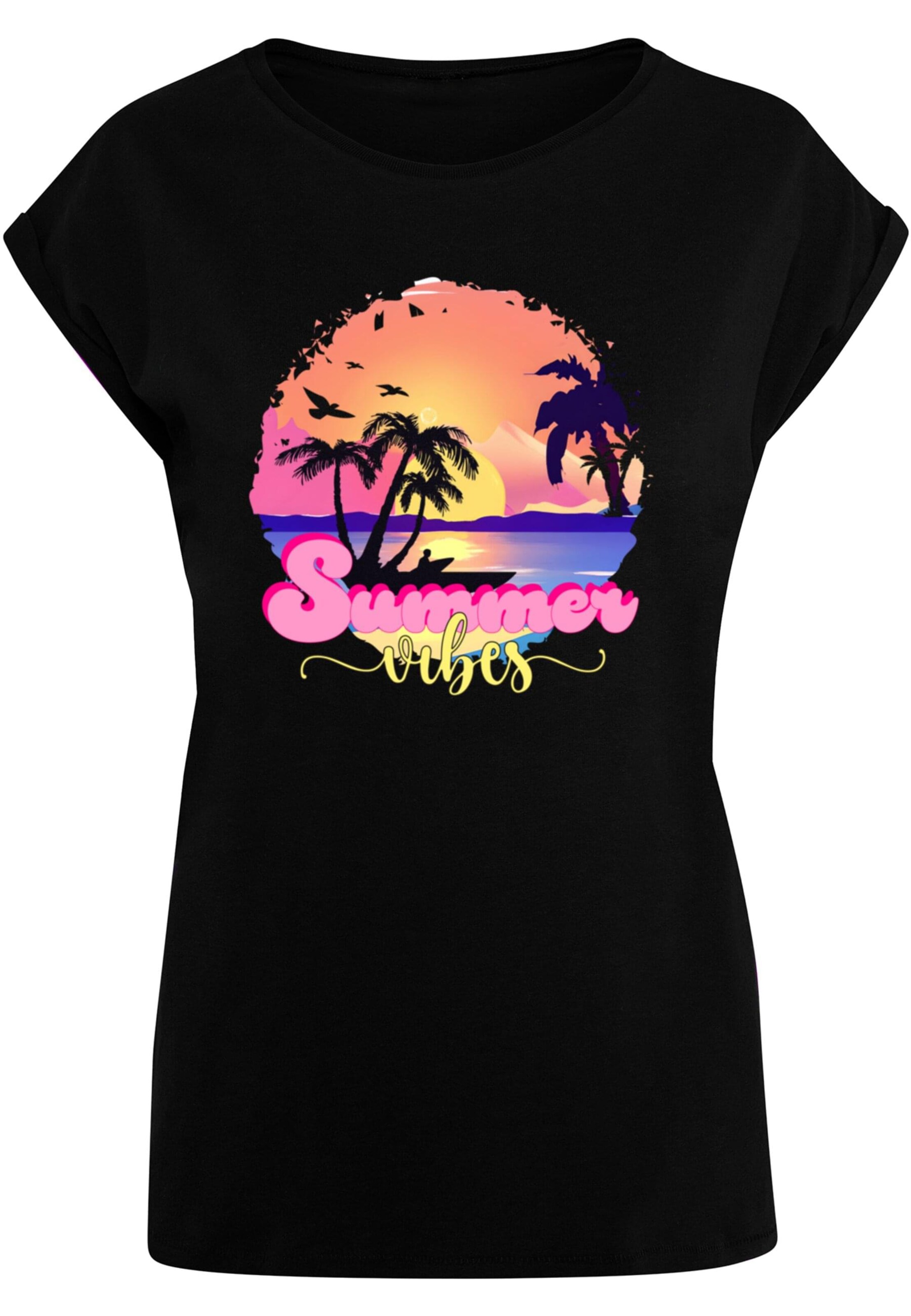 Merchcode T-Shirt 'Summer Vibes Sunset' in Schwarz: Vorderseite