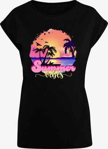 Merchcode T-Shirt 'Summer Vibes Sunset' in Schwarz: predná strana