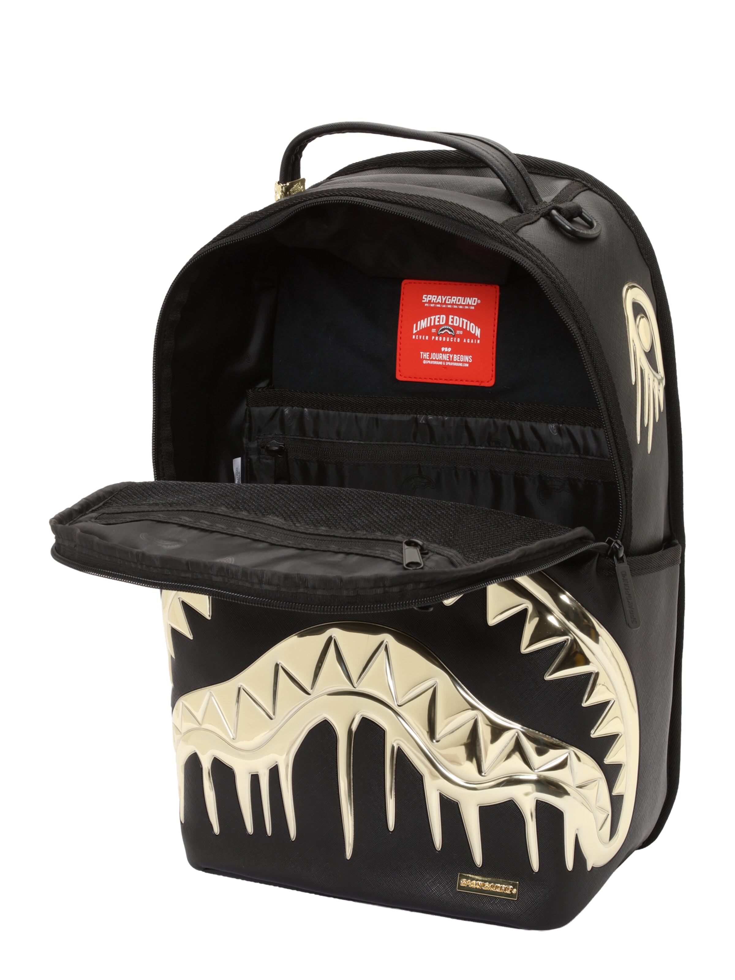 Sprayground Backpack 'Gold And Dangerous' in Black