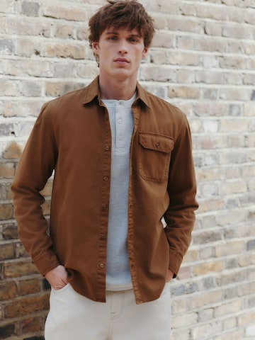 Next Regular fit Button Up Shirt in Brown
