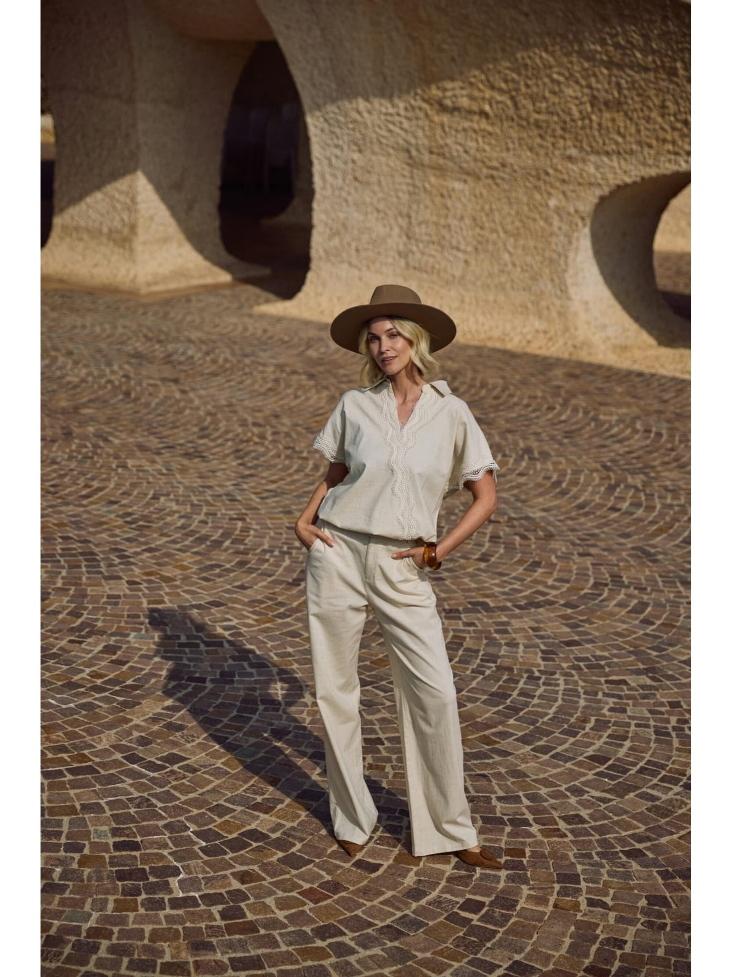 nukus Baggy Trousers 'Eline' in Beige