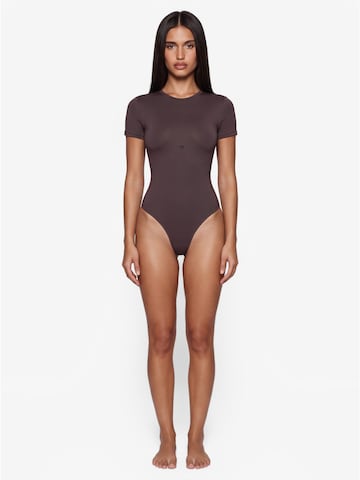 GOD SAVE QUEENS Body 'Second Skin T-Shirt Bodysuit' – hnědá