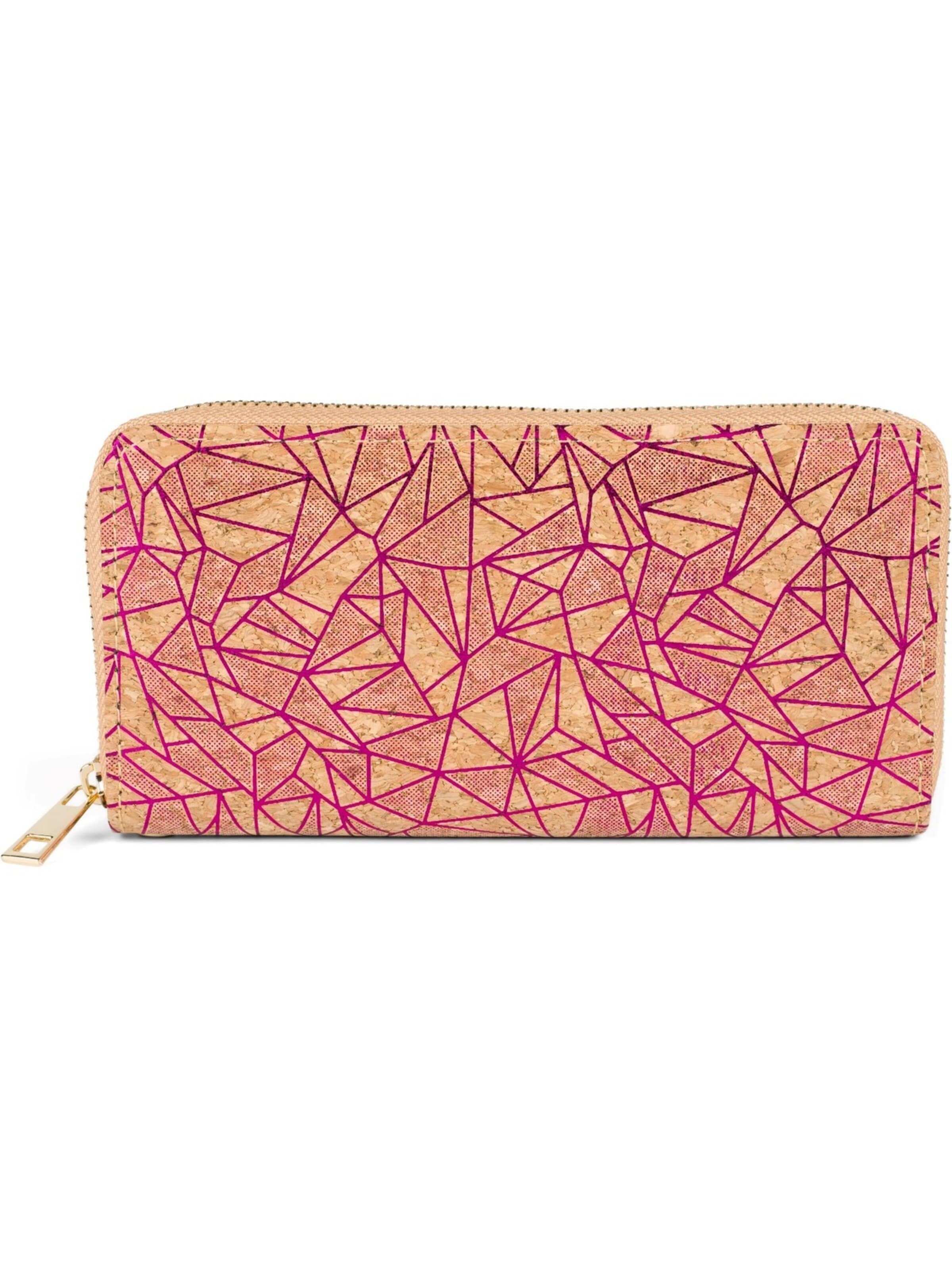 styleBREAKER Portemonnaie 'Kork Geldbörse mit Prisma Muster'‌‌‌‌‌ in Pink