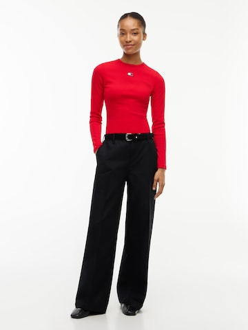 Tommy Jeans Wide leg Pressveckad byxa i svart
