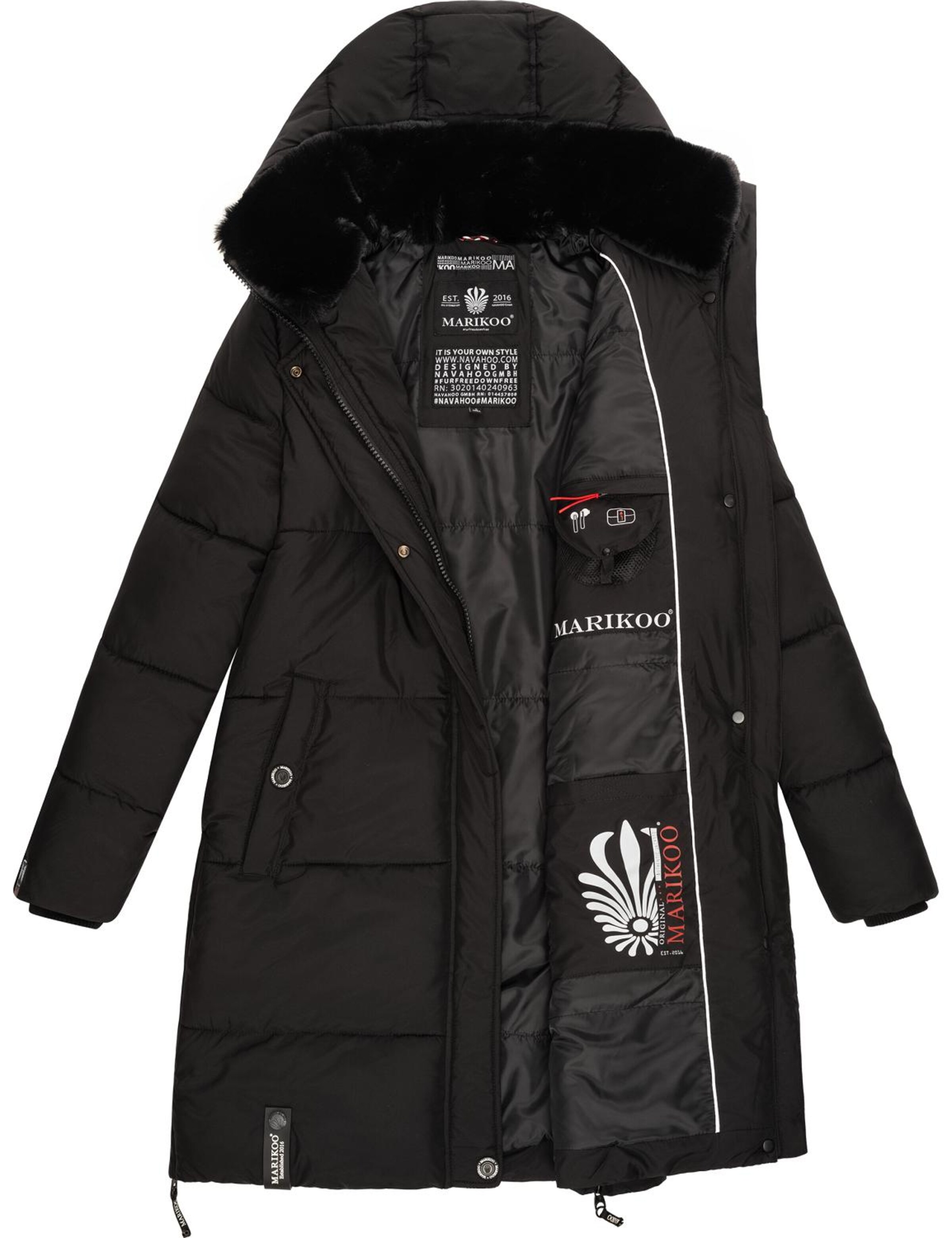 juoda MARIKOO Žieminis paltas