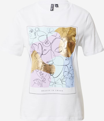 PIECES Shirt 'FACES' in White: front