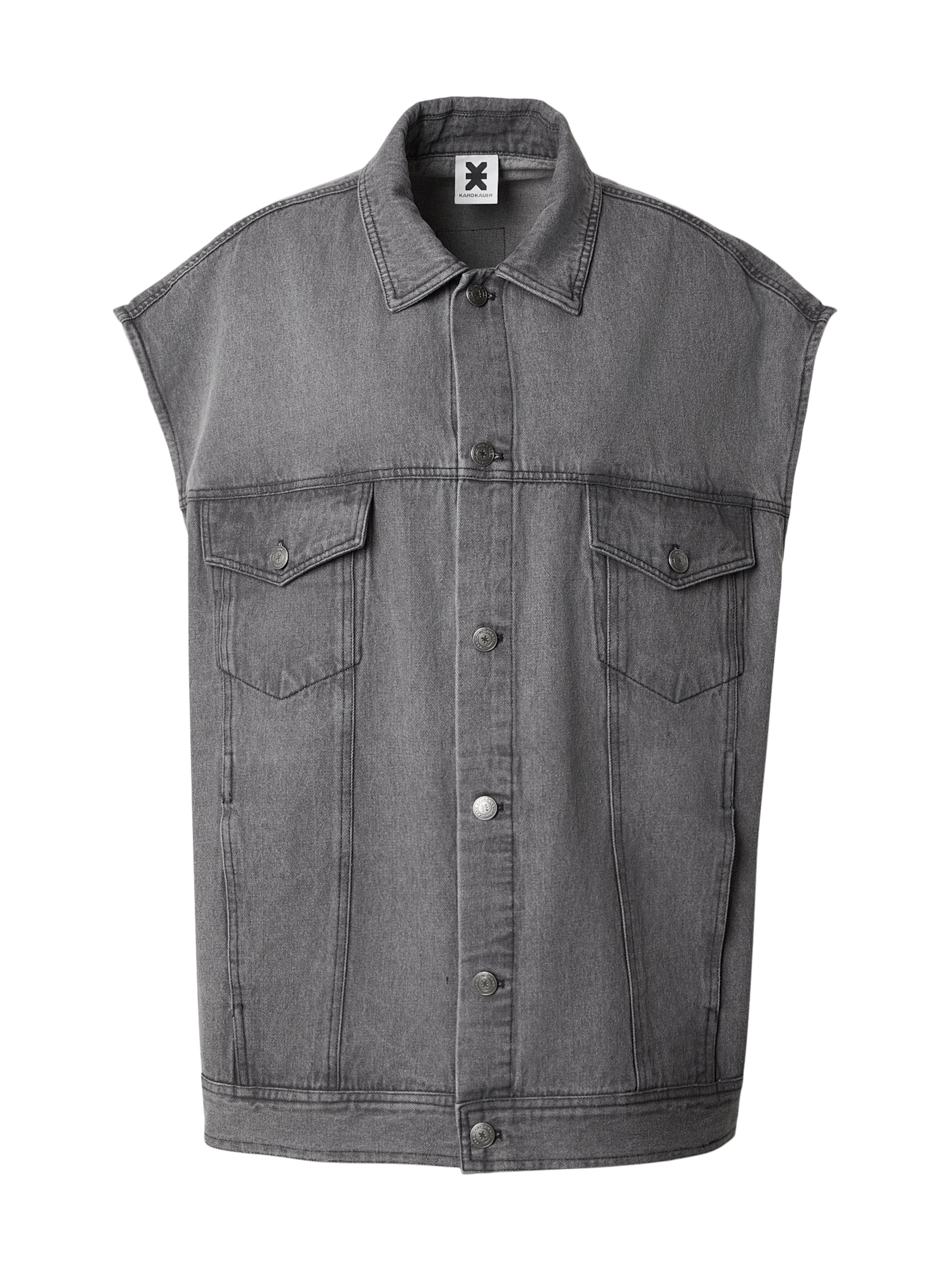 Karo Kauer Weste in Grau: Vorderseite