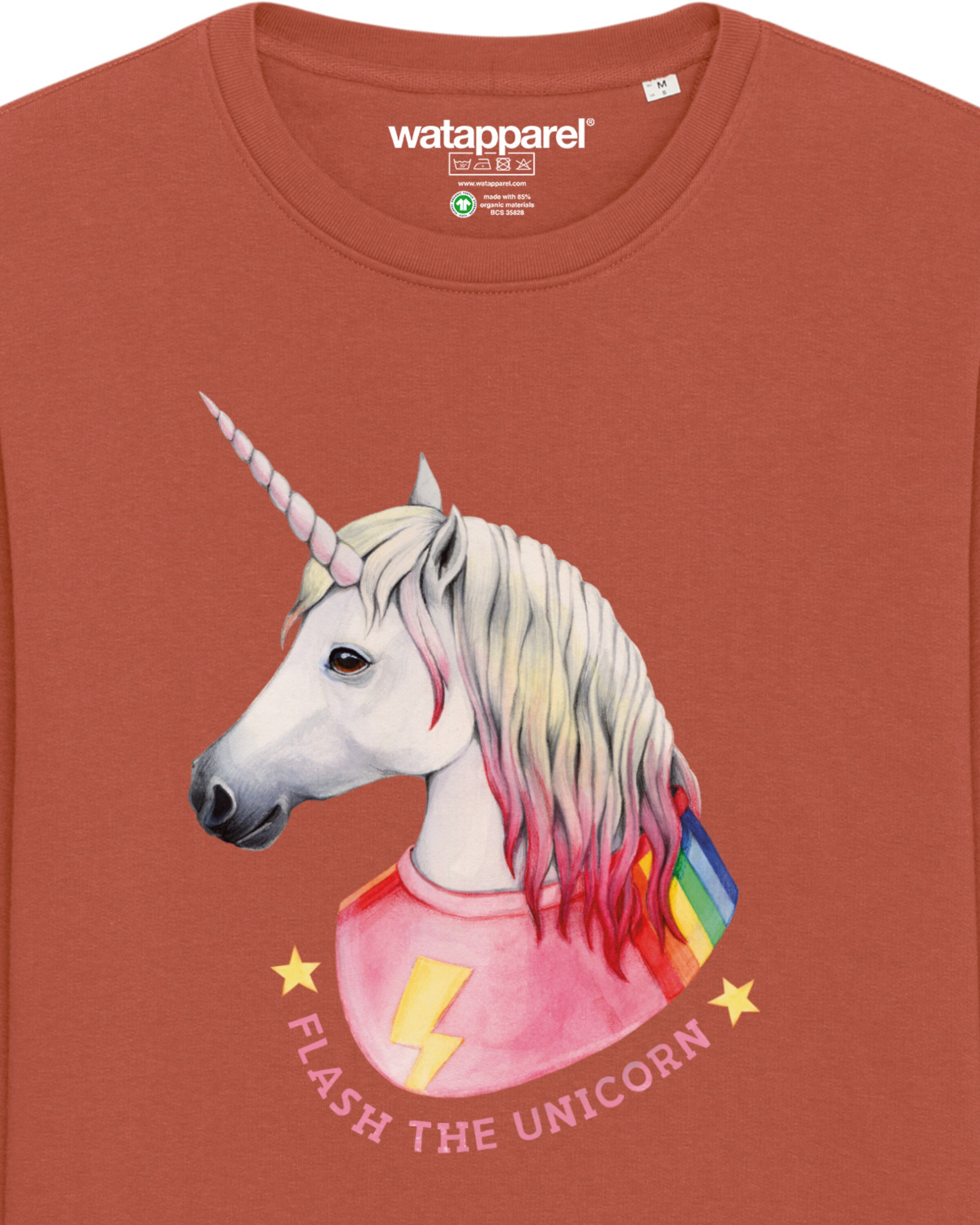 Watapparel Sweatshirt ' Flash, the unicorn ' in Bruin