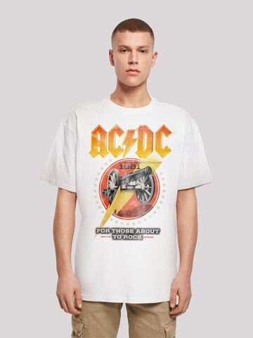 T-Shirt 'ACDC' F4NT4STIC en blanc : devant