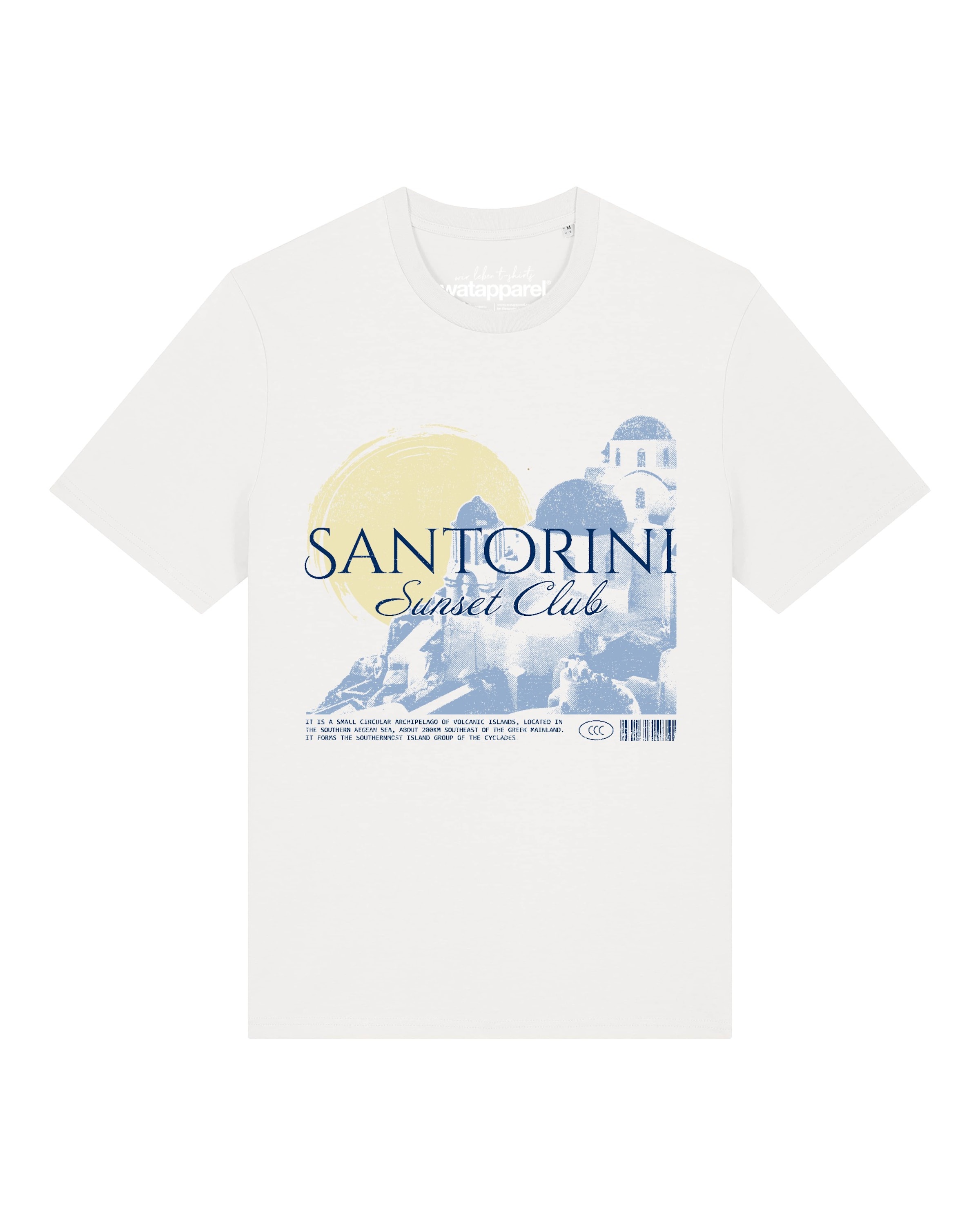 T-Shirt 'Santorini Sunset Club' Watapparel en blanc : devant