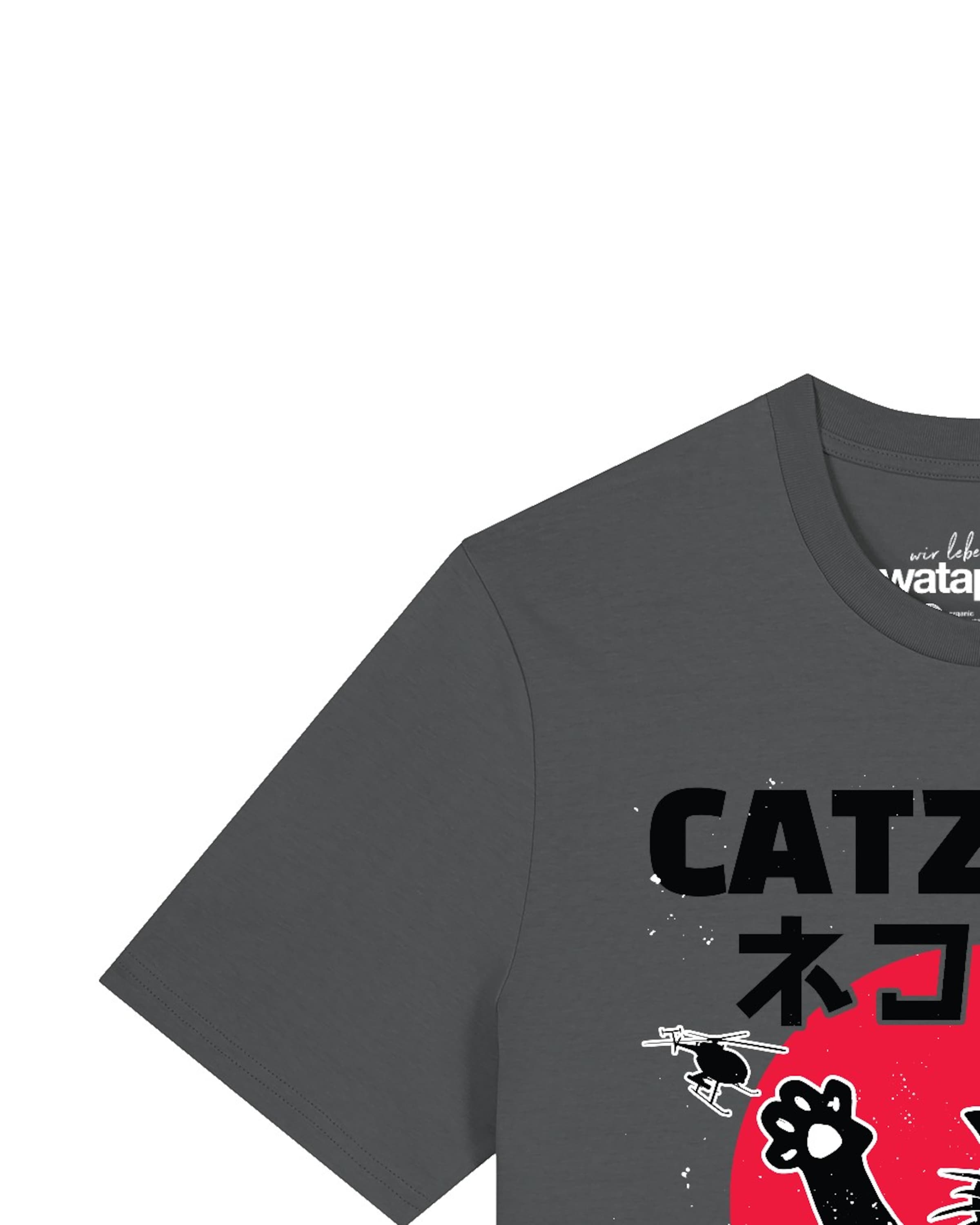 Watapparel T-Shirt 'Catzilla' in Grau