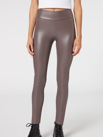 CALZEDONIA Skinny Leggings 'thermo' in Brown: front