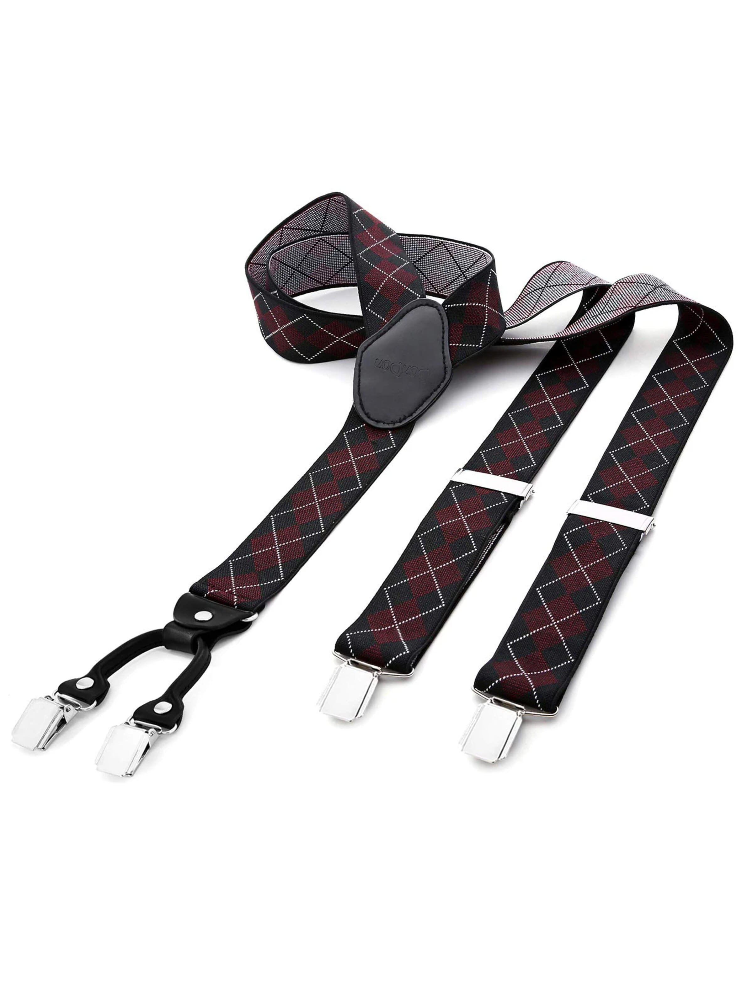 DonDon Suspenders 'DonDon Hosenträger Herren 3,5 cm breit dunkelrot für Anzug Jeans Chinos Vintage' in Grey: front