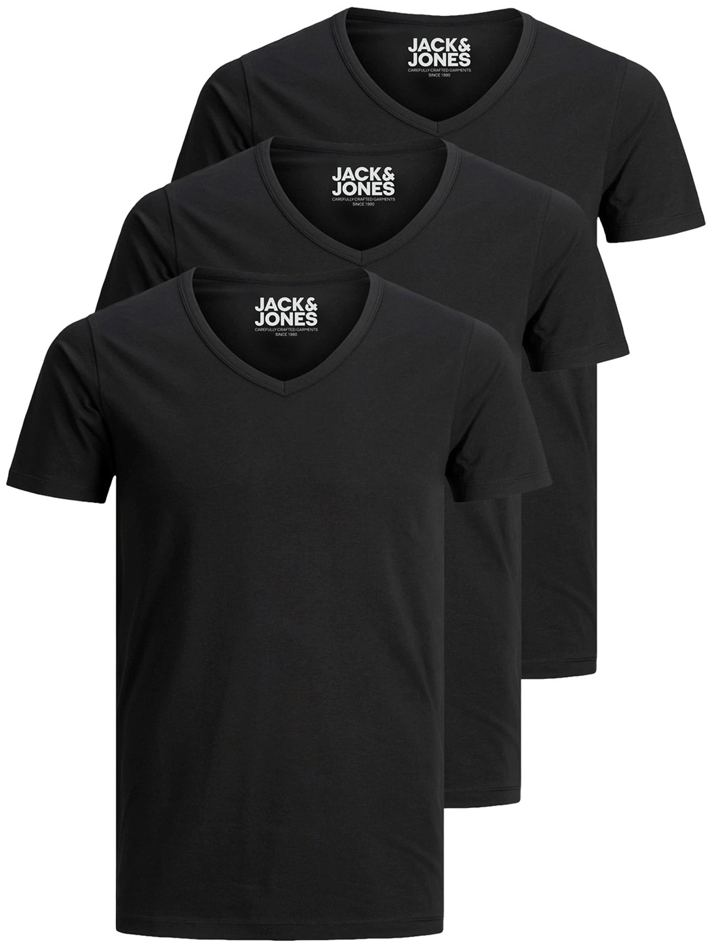 JACK & JONES T-Shirt 'JJV-Neck' in Schwarz: Vorderseite