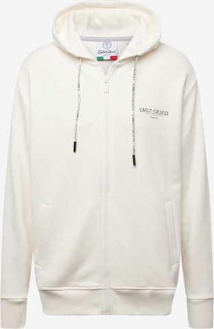 Carlo Colucci - Sudadera con cremallera en blanco: frente